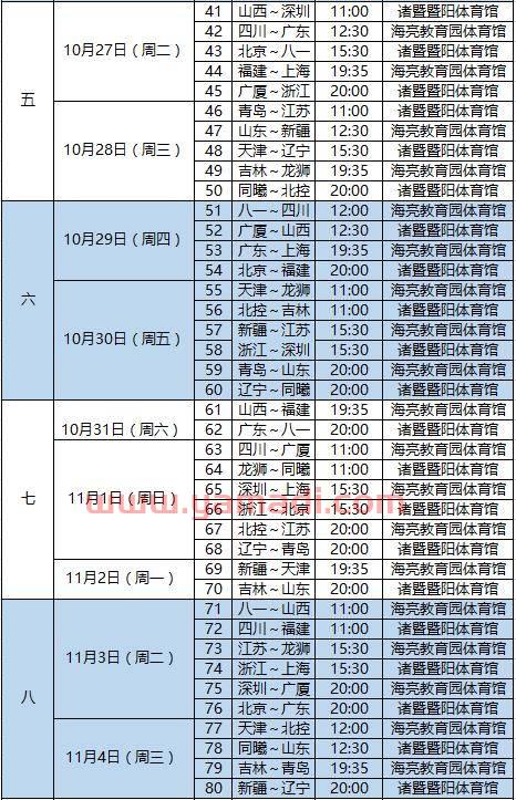 CBA新赛季时间表