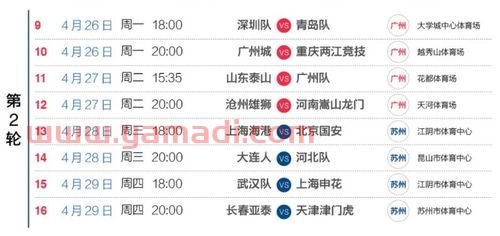 2021年中超联赛的赛程表介绍
