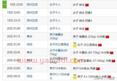 中国队赛程地址（中国队赛事日程）
